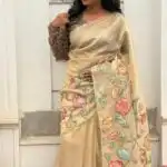 Amudhini (Appliqué tissue) - Muted gold