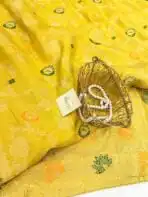 Madhuri (Banarasi silk) - Lime Yellow - Image 2