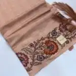 Varna Jaalam (Appliquéd Tussar) - Nude beige