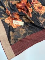 Amber light (Raw silk) - Black blooms - Image 3