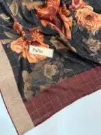 Amber light (Raw silk) - Black blooms - Image 3