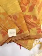 Let’s bloom (Muga cotton) - Marigold yellow - Image 2