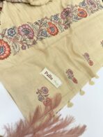Varna Jaalam (Appliquéd Tussar) - Pastel yellow - Image 4