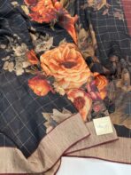 Amber light (Raw silk) - Black blooms - Image 2