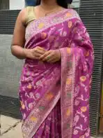 Madhuri (Banarasi silk) - Rose - Image 5
