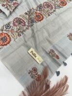 Varna Jaalam (Appliquéd Tussar) - Grey blue - Image 3