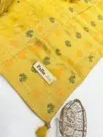 Madhuri (Banarasi silk) - Lime Yellow - Image 3