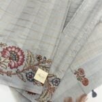 Varna Jaalam (Appliquéd Tussar) - Grey blue