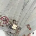 Varna Jaalam (Appliquéd Tussar) - Grey blue