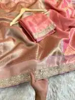 Sukhi (saree) - Peach & Mauve - Image 2
