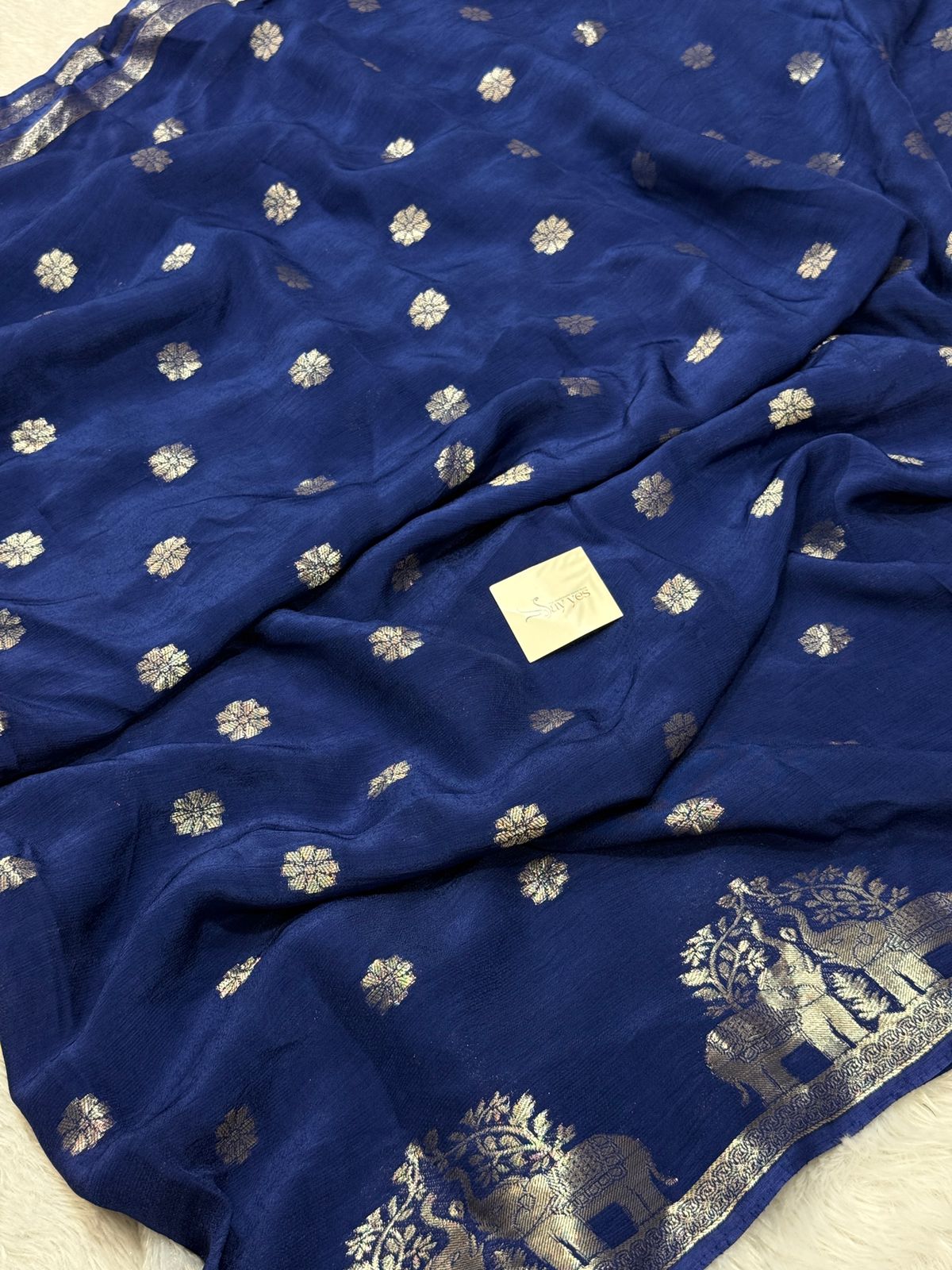 34c591a6-39f4-4737-b1d3-175edf348a57 Aandal (Viscose dola silk) - Pepsi blue - Image 1