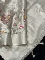 Ambika (Embroidered Banarasi silk) -  Silver - Image 4
