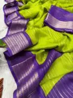 Bhumi (Semi Mysore crepe) - Parrot green - Image 2