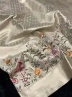 Ambika(Embroidered Banarasi silk) - Soft Gold