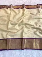 Sukhi (saree) - Ivory & Purple - Image 4