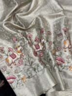 Ambika (Embroidered Banarasi silk) -  Silver - Image 3
