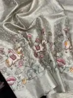 Ambika (Embroidered Banarasi silk) -  Silver - Image 3