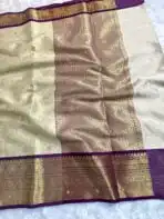 Sukhi (saree) - Ivory & Purple - Image 3