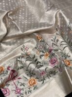 Ambika(Embroidered Banarasi silk) - Soft Gold - Image 3