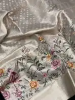 Ambika(Embroidered Banarasi silk) - Soft Gold - Image 3