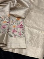 Ambika(Embroidered Banarasi silk) - Soft Gold - Image 4