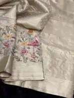 Ambika(Embroidered Banarasi silk) - Soft Gold - Image 4