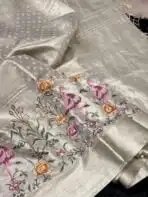 Ambika(Embroidered Banarasi silk) - Soft Gold - Image 5