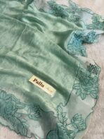 Aarohi ( Pure glass organza) - Turquoise - Image 5