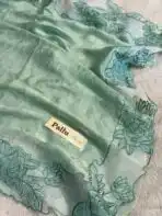 Aarohi ( Pure glass organza) - Turquoise - Image 5