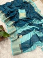 Bhumi (Semi Mysore crepe) - Teal blue - Image 4