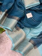 Bhumi (Semi Mysore crepe) - Teal blue - Image 3