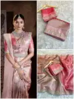 Sukhi (saree) - Peach & Mauve - Image 7