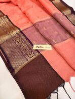 Nilambari (Soft silk) - Peach & Plum - Image 3