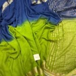 Aira (Georgette silk) - Green - Blue