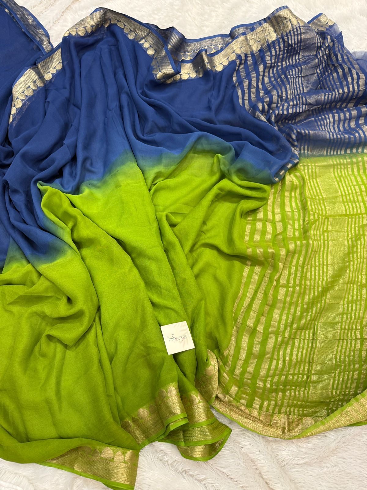 0a8b44cd-1c69-4077-a364-3906ac2b27ce Aira (Georgette silk) - Green - Blue - Image 1
