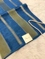 Shivanya (Mushru Kattan silk) - Teal - Image 4