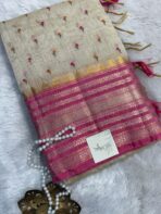 Tamara (Embroidered Tussar silk) - Pink - Image 4