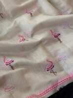 Flamboyant Flamingos (Tissue Chanderi) - Pink - Image 4
