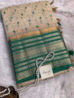 Tamara (Embroidered Tussar silk) - Emerald - Image 5