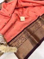 Nilambari (Soft silk) - Peach & Plum