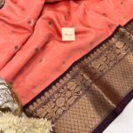 Nilambari (Soft silk) - Peach & Plum