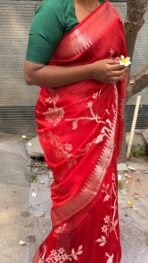Rohini ( Soft silk) - Vermillion red - Image 7
