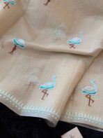 Flamboyant Flamingos (Tissue Chanderi) - Ice blue - Image 2