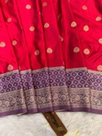 Laalima (Mushru satin silk) -  Vermilion red