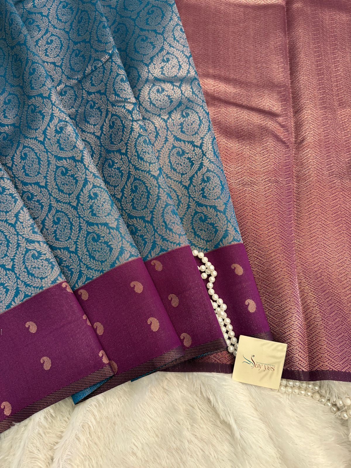 40de713b-9e51-49ff-b577-e9c57f093f89 Lakshmi (Semi silk) - Deep sea blue - Image 1