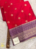 Laalima (Mushru satin silk) -  Vermilion red - Image 6