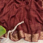 Aira (Sequinned Georgette silk) - Coffee bean