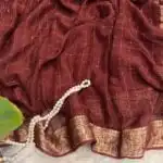 Aira (Sequinned Georgette silk) - Coffee bean