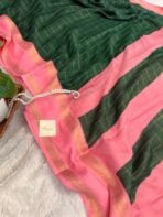 Bhumi (Semi Mysore crepe) - Green & Pink - Image 2