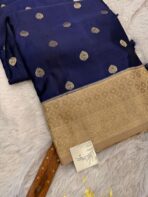 Laalima (Mushru satin silk) -  Navy blue - Image 6